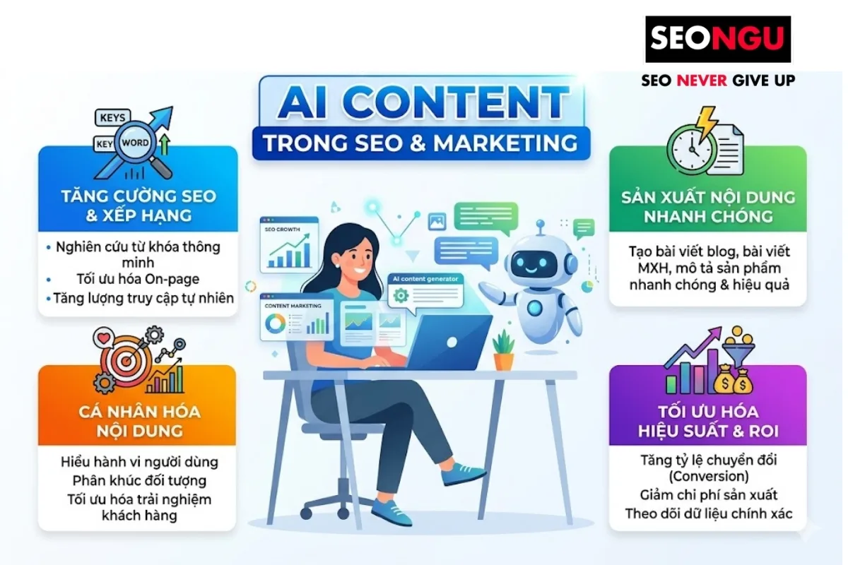 Lợi ích của AI content trong SEO và marketing